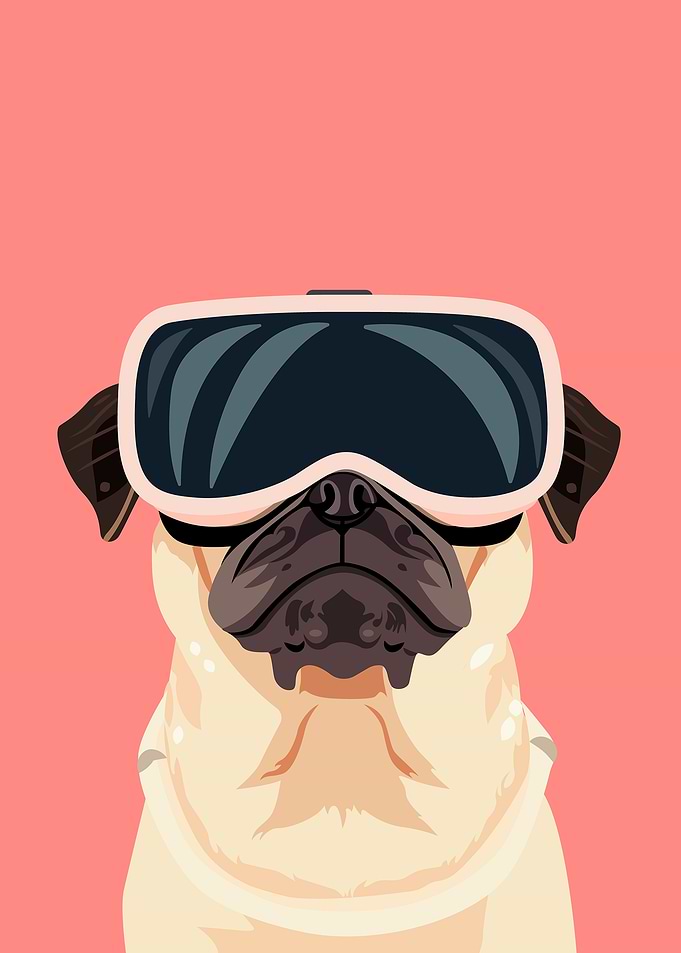 Pug with VR Headset