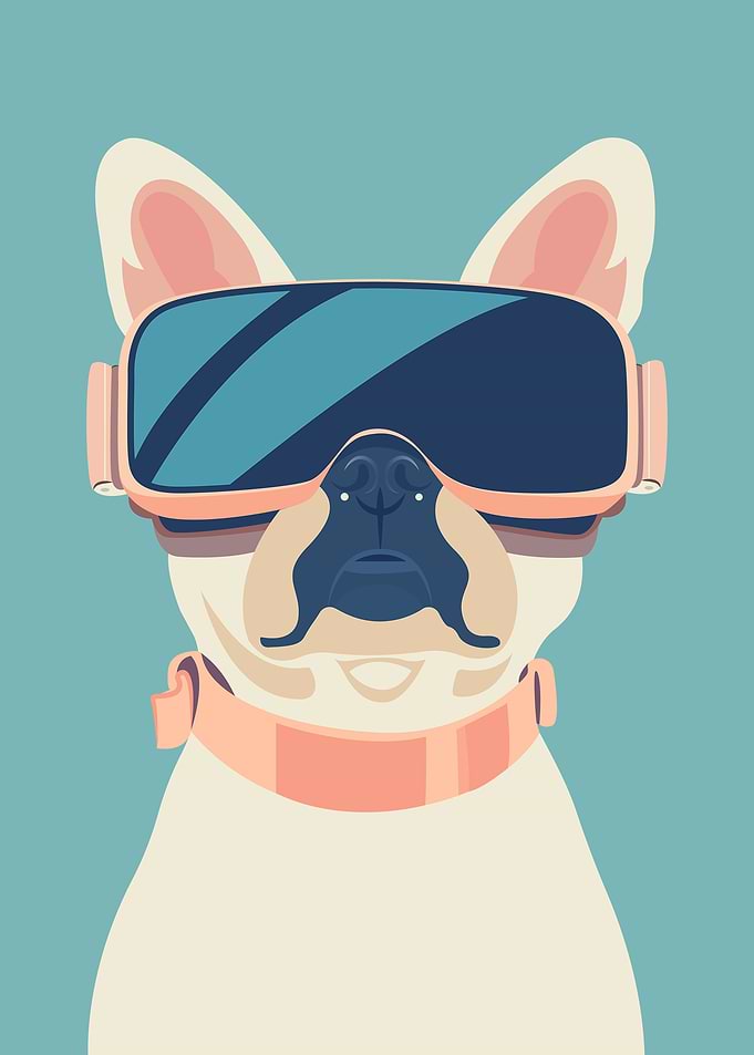 Dog with VR Goggles