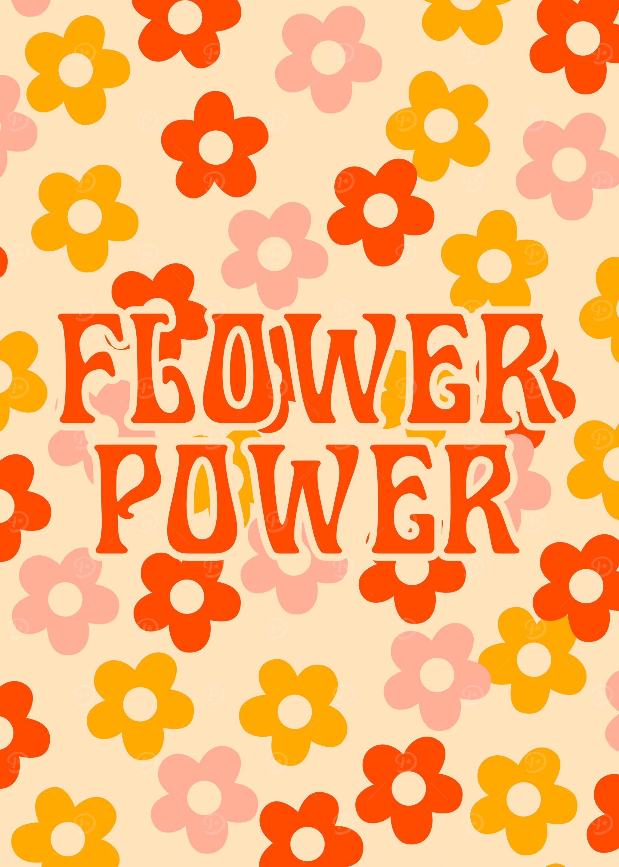 Flower Power Retro Floral Pattern. Flower Power Wall Decor