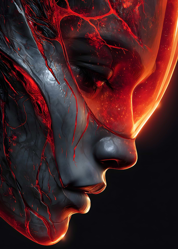 Abstract Face with Veins and Glow