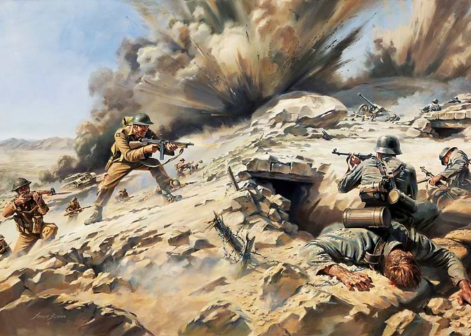 World War II Battle Scene Painting