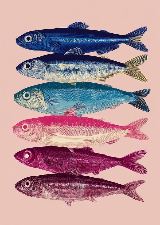 Colorful Fish Illustration | Pastel Fish Print