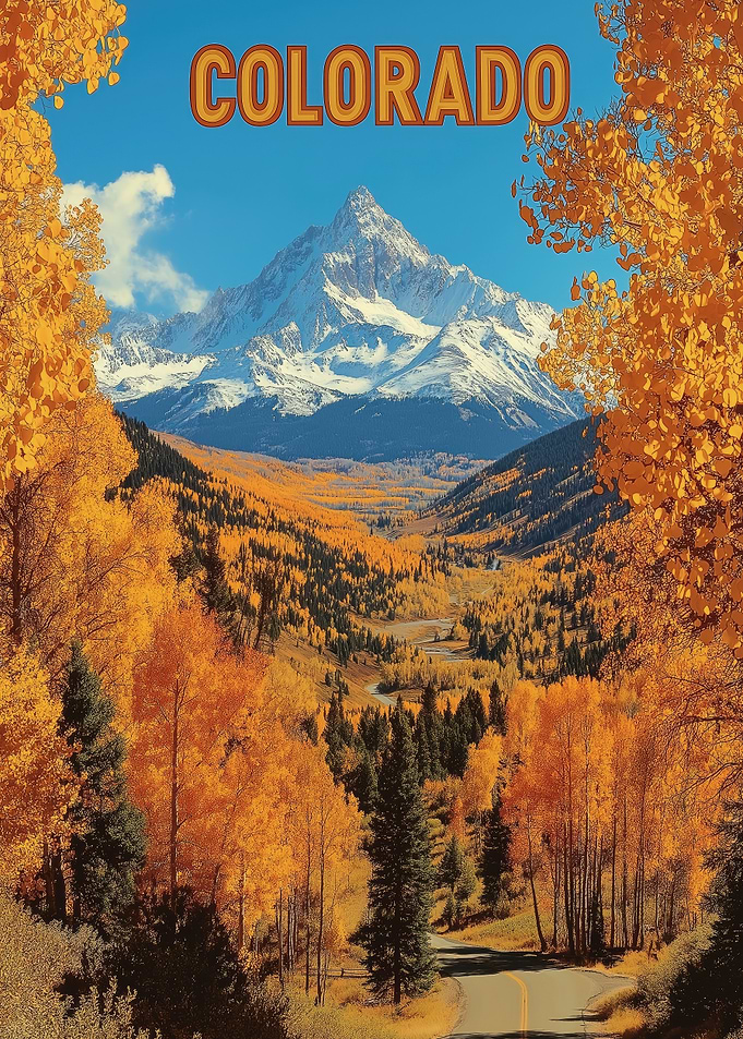 Autumn in Colorado Vintage Mountain Travel Poster