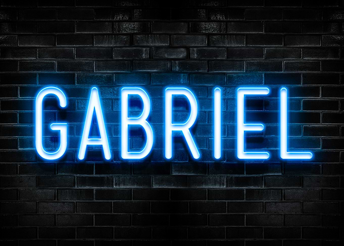 Gabriel Neon Sign on Brick Wall
