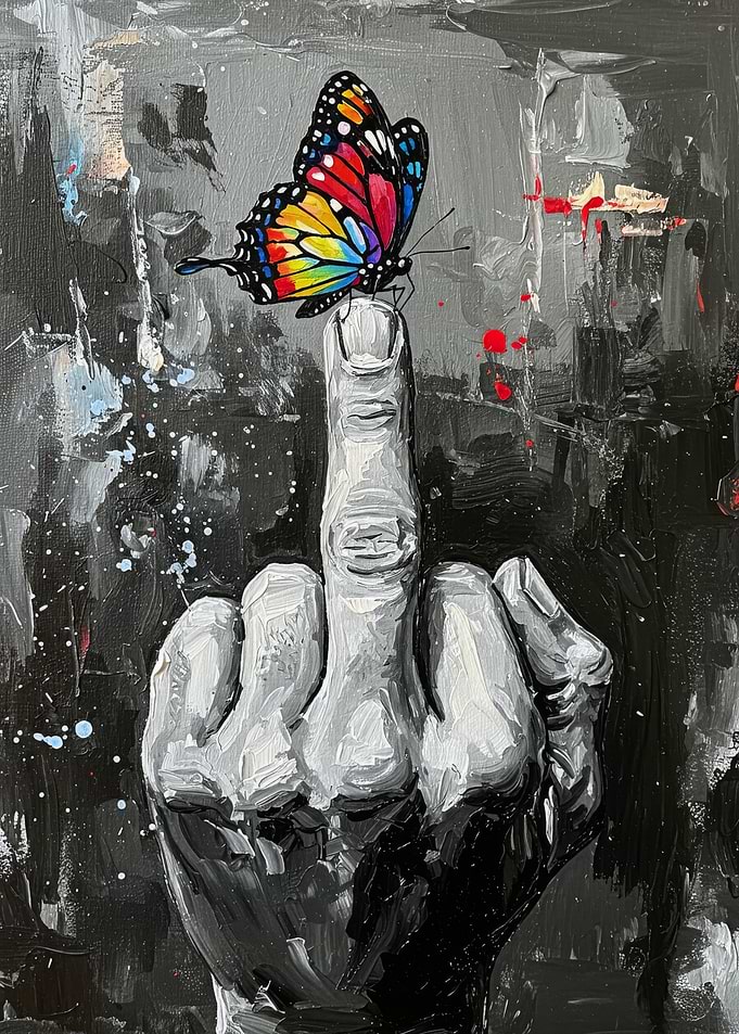 Butterfly on Middle Finger Painting