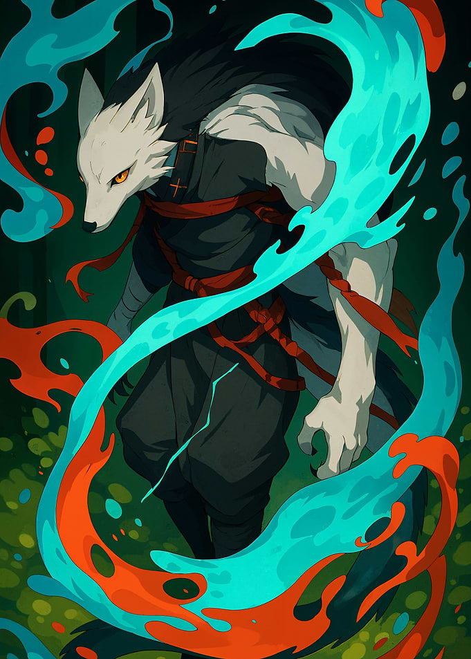 Wolf Warrior with Turquoise Energy