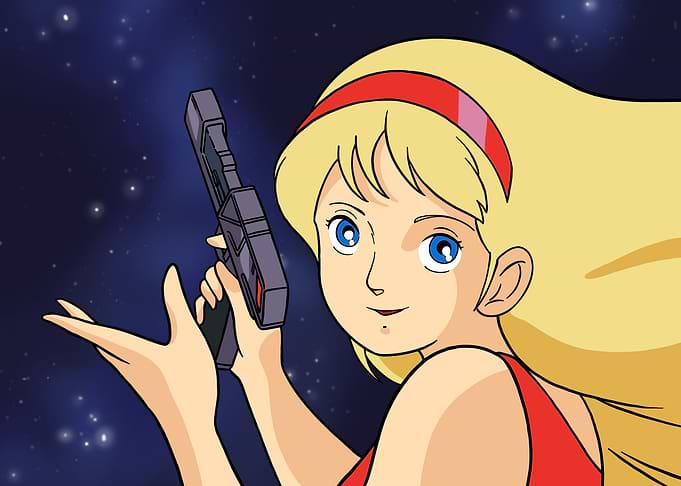 Anime Girl with Gun in Space