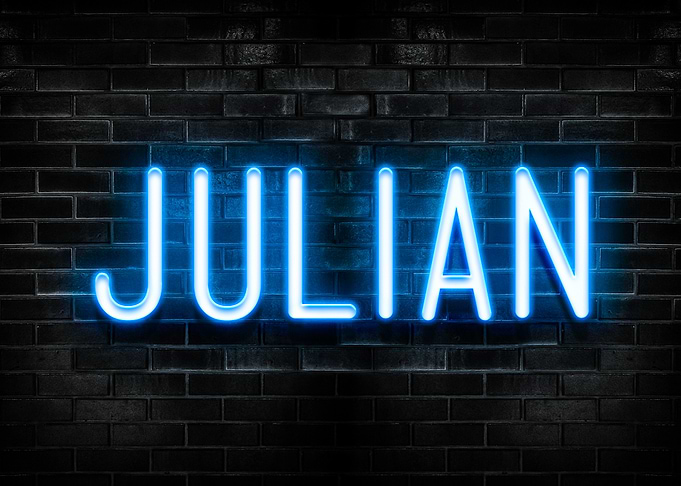 Julian Neon Sign on Brick Wall