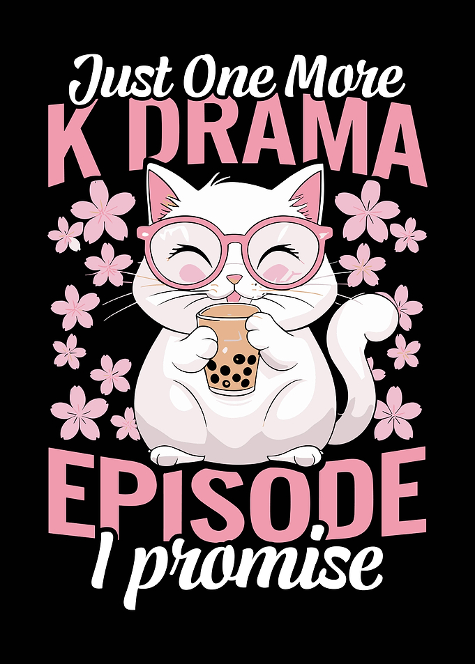 K-Drama Cat with Bubble Tea