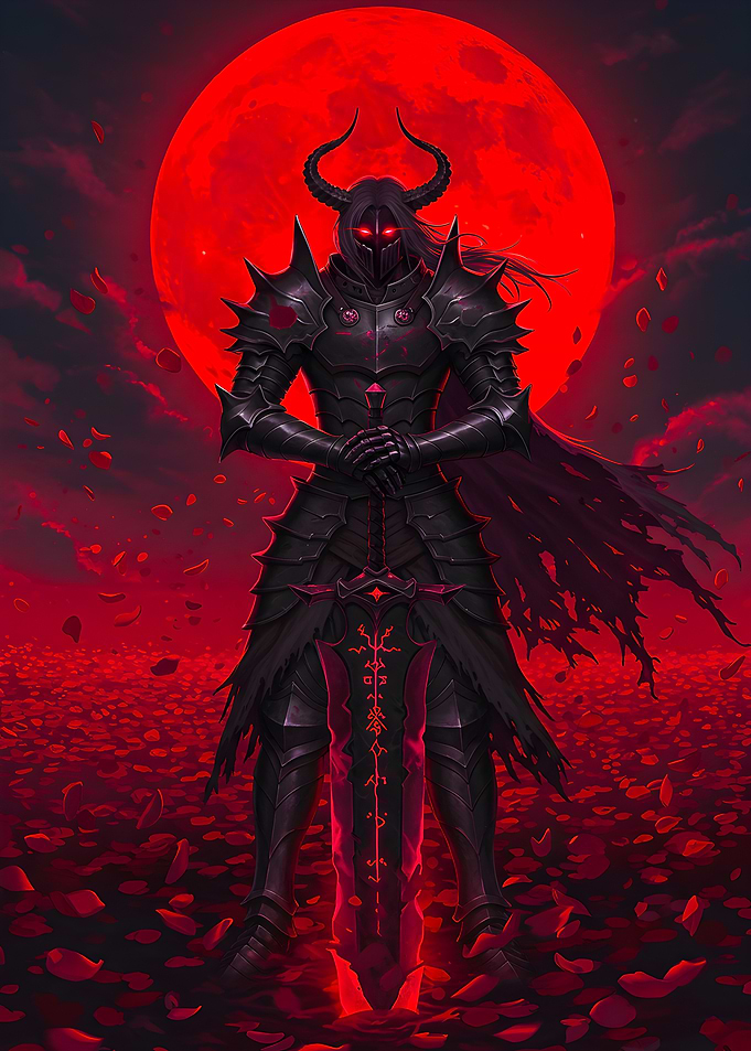 Dark Knight with Red Moon