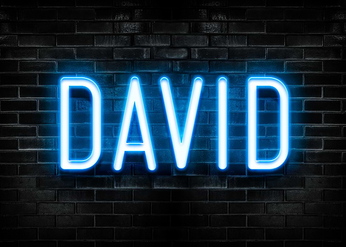 David Neon Sign on Brick Wall