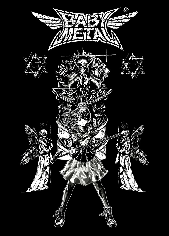 BabyMetal Black and White Illustration