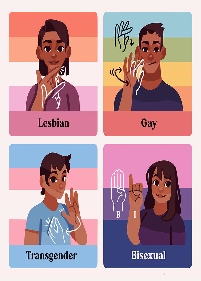 LGBTQ+ Sign Language Illustrations