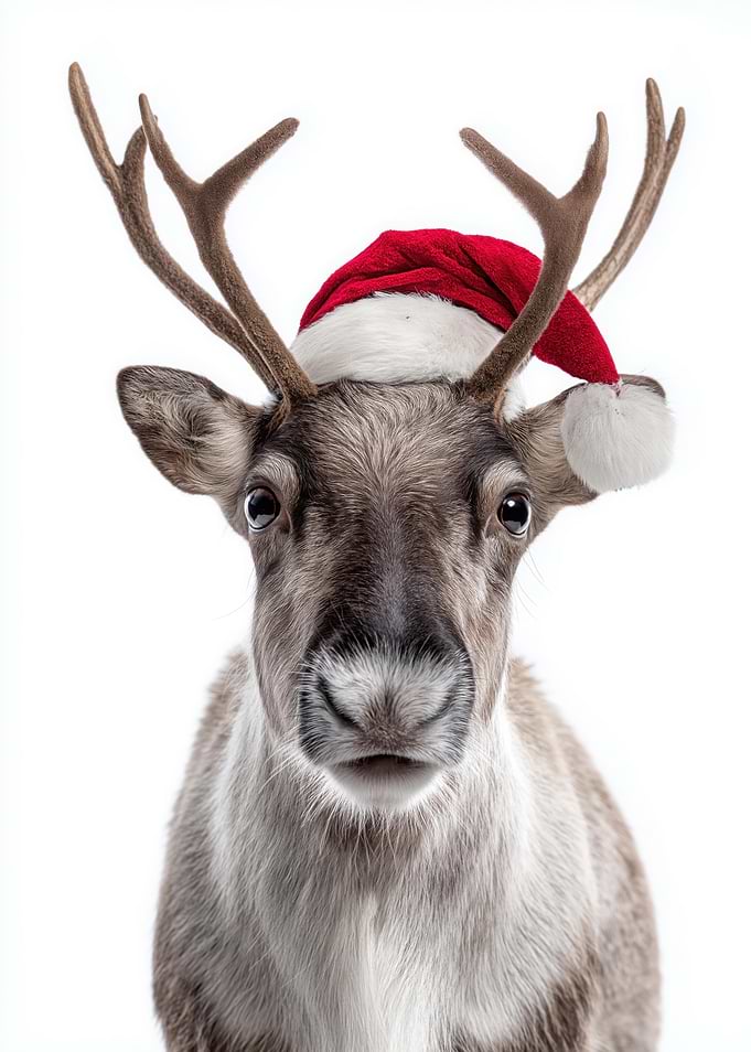 Reindeer with Santa Hat