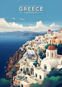Greece Santorini Travel Poster