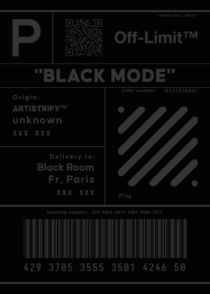 Black Mode Shipping Label Art