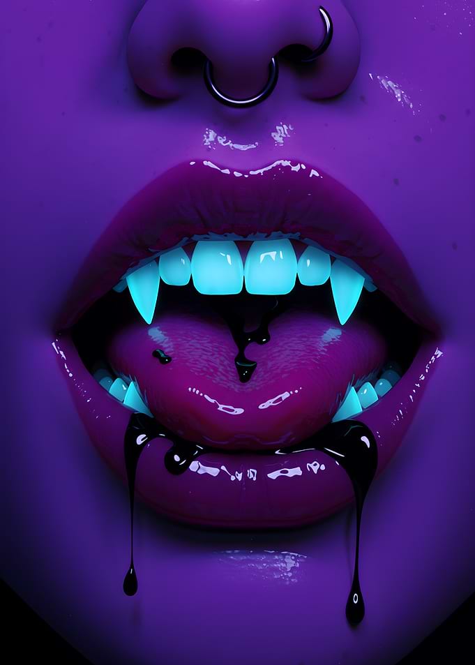 Vampire Mouth with Piercings
