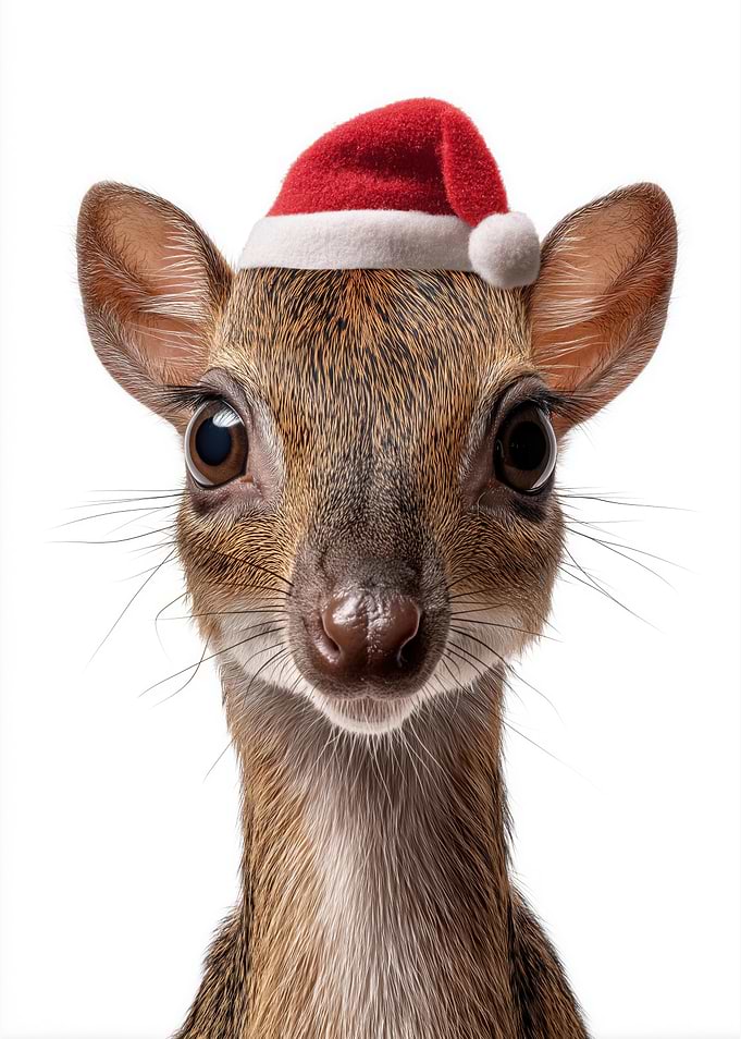 Cute Chevrotain with Santa Hat