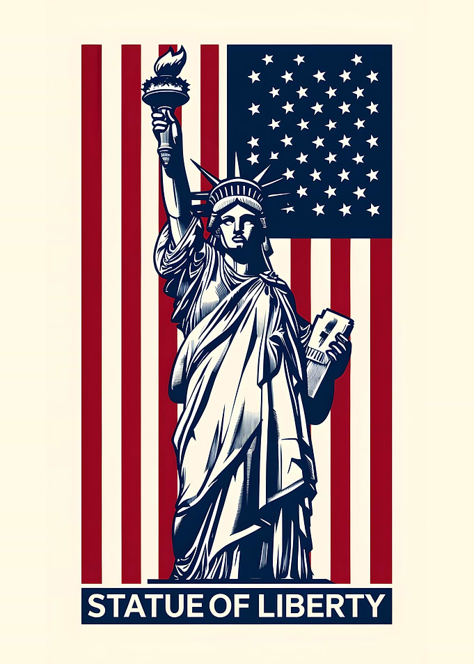 Statue of Liberty American Flag Art