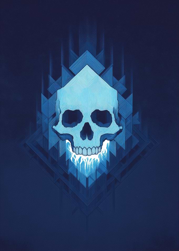 Blue Skull Geometric Design