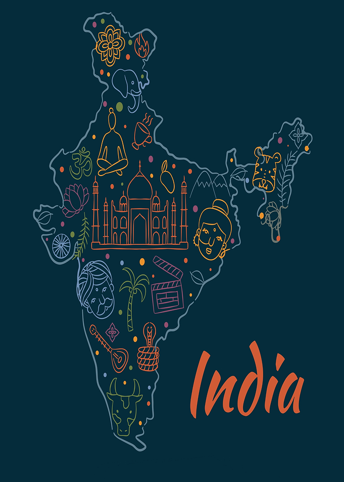 India Map with Cultural Icons
