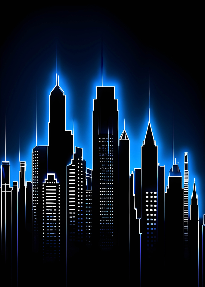 Neon Cityscape Silhouette