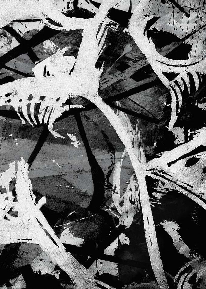 Pop Art Nature Abstract Black and White Painting
