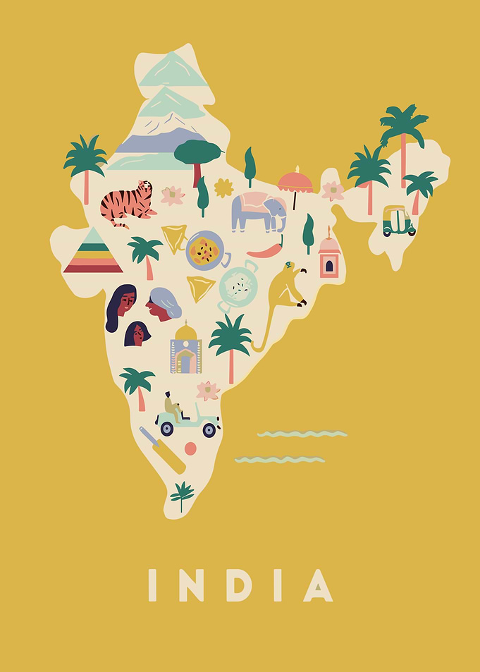 Illustrated Map of India