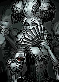 Elegant Woman with Wine and Fan