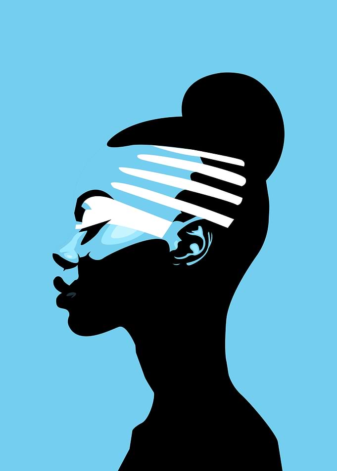 Woman Silhouette with White Lines