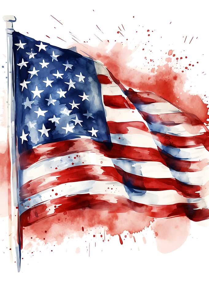 Watercolor American Flag Illustration