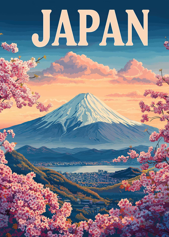 Japan Landscape with Mount Fuji