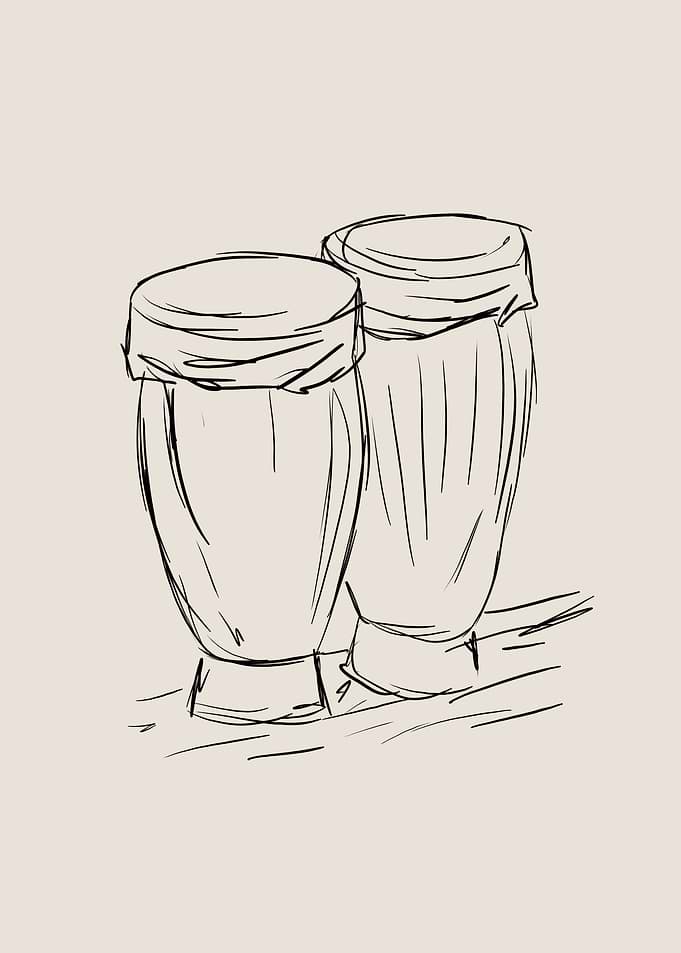 Two Conga Drums Line Art