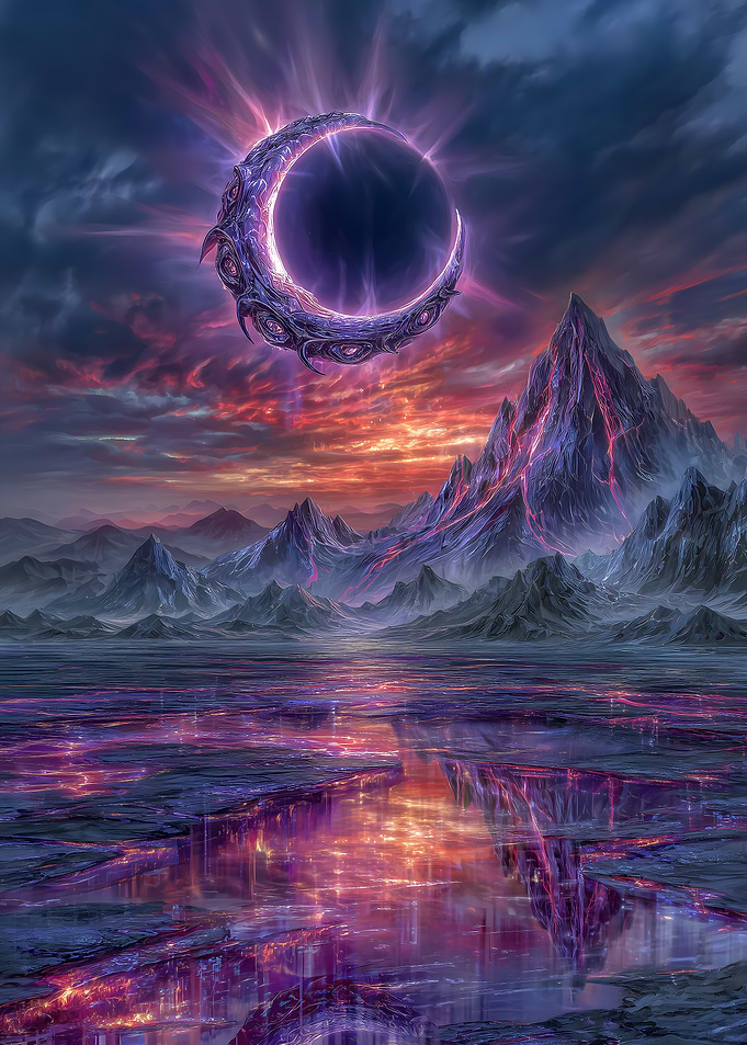 Fantasy Landscape with Crescent Moon Portal