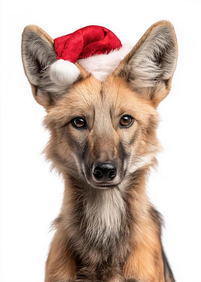 Maned Wolf Christmas Portrait