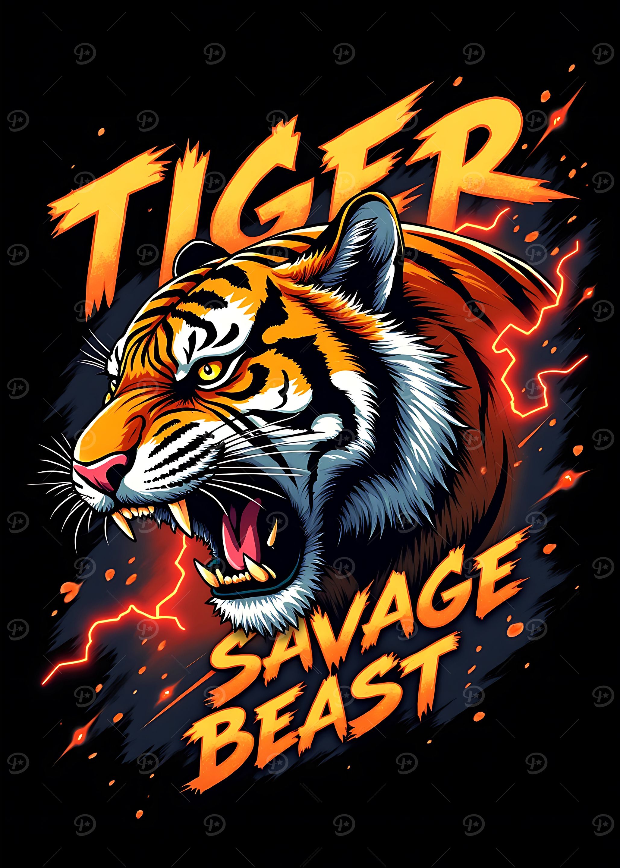 Tiger Savage Beast Illustration