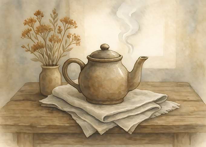 Watercolor Teapot Still Life