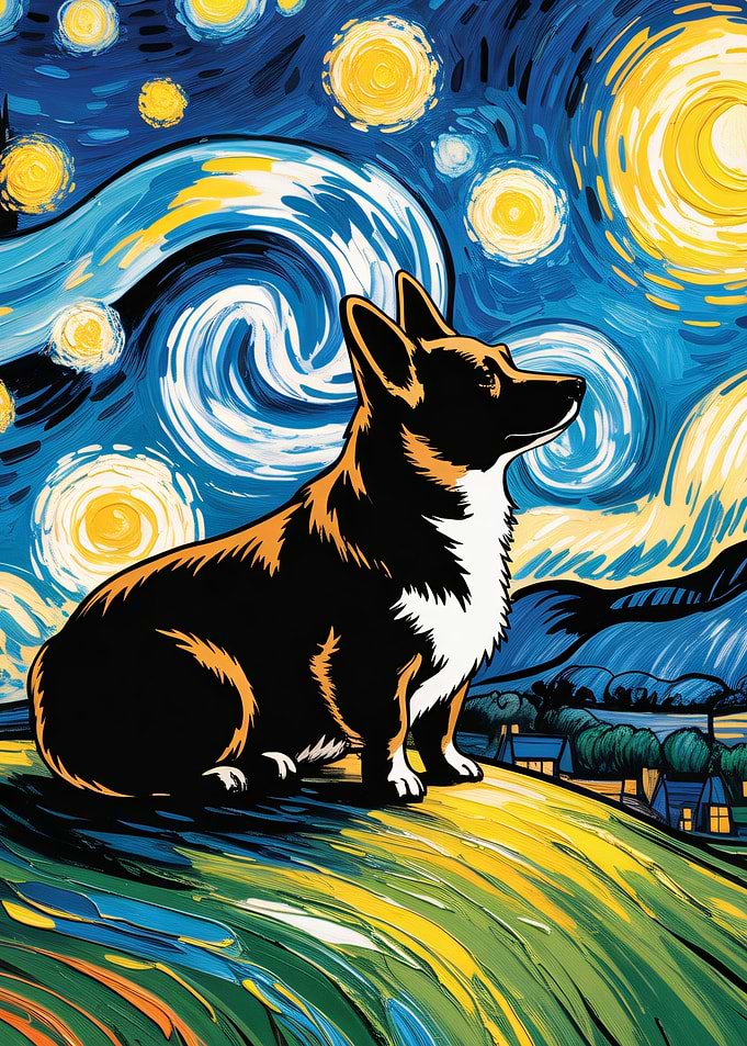 Cute Corgi at Night
