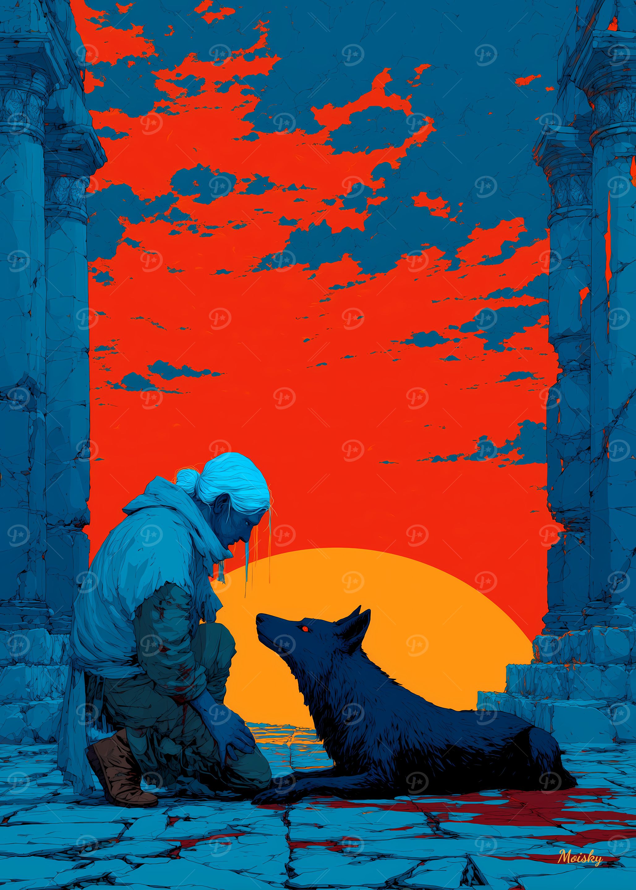 The Last Gaze – Farewell Beneath the Red Sky