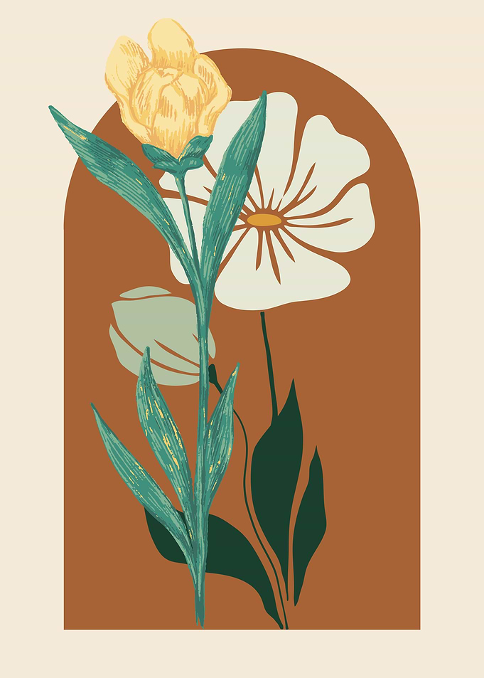 Floral Illustration with Arch Background