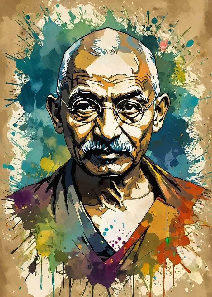 Mahatma Gandhi Watercolor Portrait