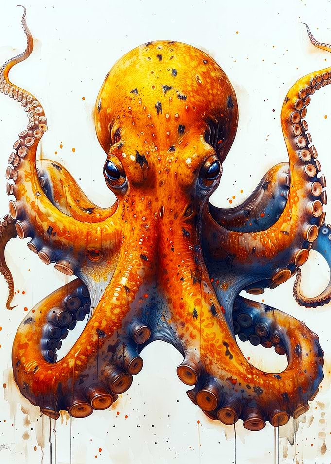 Watercolor Octopus Portrait