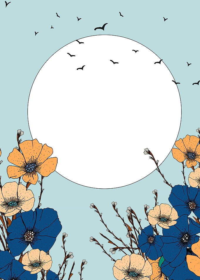 Floral Frame with Birds