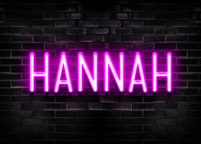 Hannah Neon Sign on Brick Wall