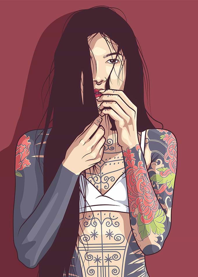 Tattooed Woman Portrait