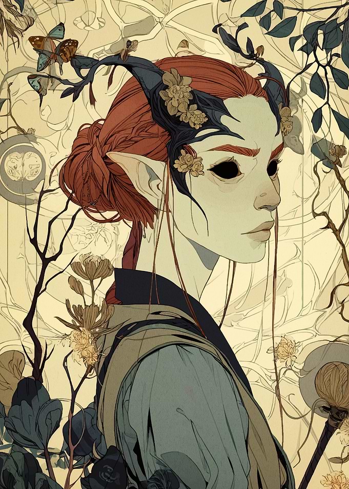 Ethereal Elf Portrait with Floral Accents