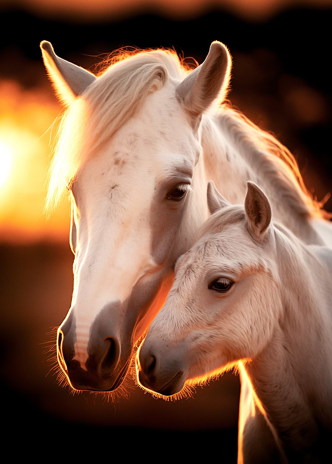 White Horses at Sunset