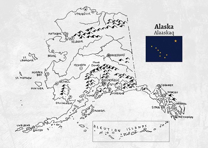 Alaska Map Illustration