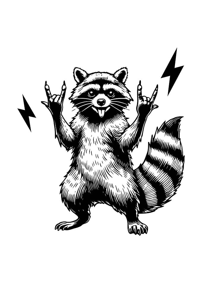 Rock and Roll Raccoon Illustration