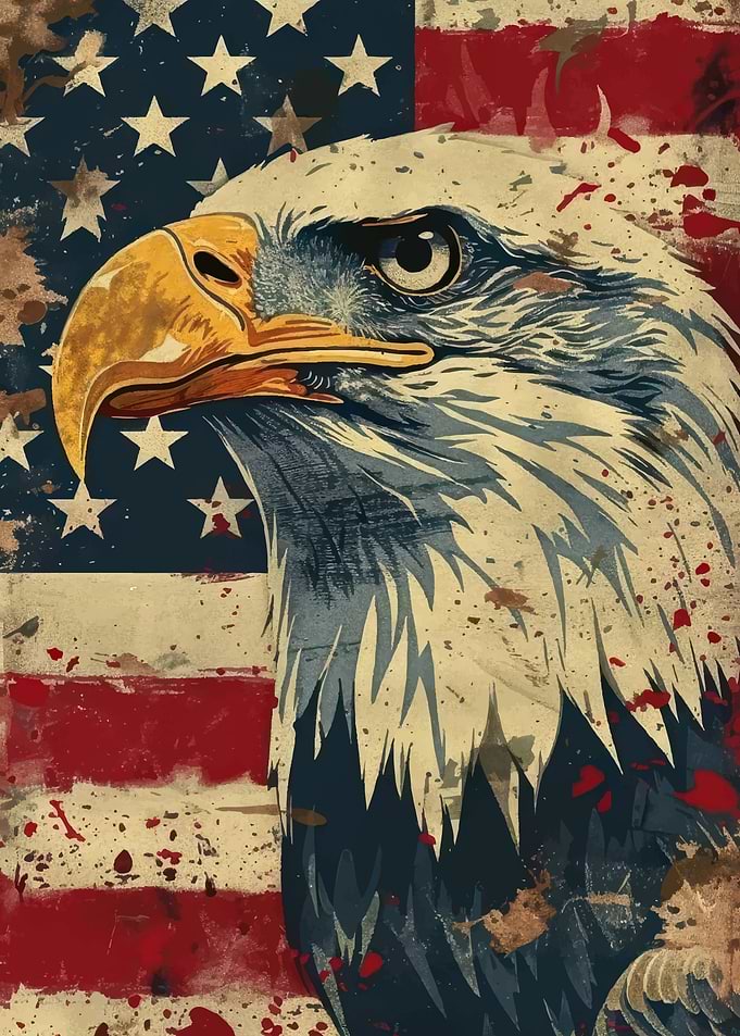 American Eagle with Flag Background
